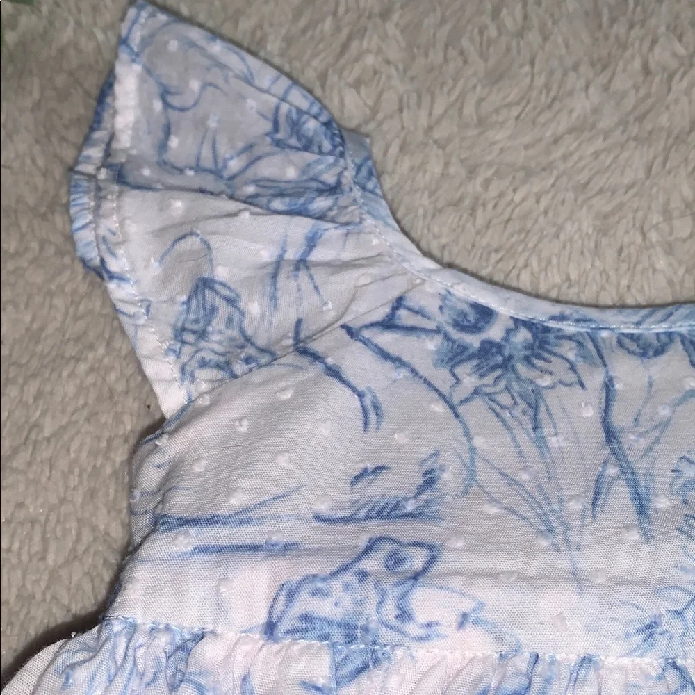 GAP Blue & White Wrap Dress 6-12M Ducks and Floral Print